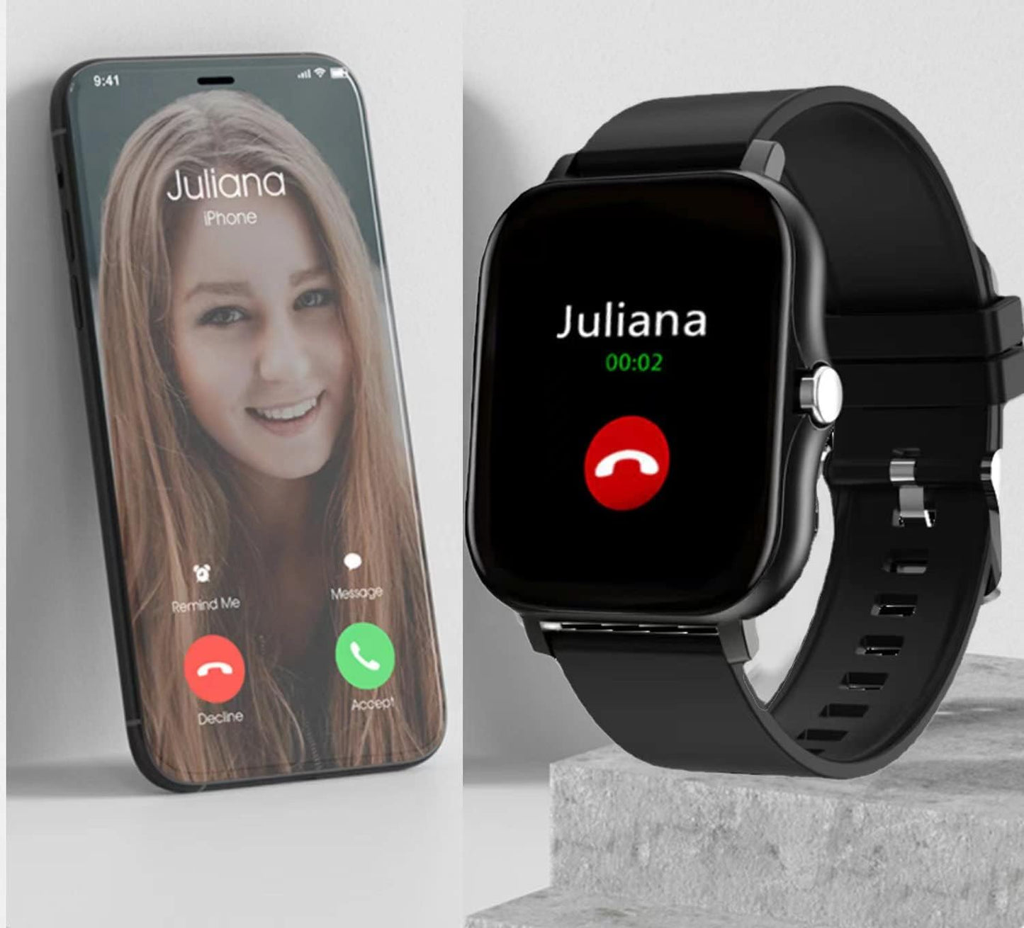 Smart Fitness Tracker Watch for Android/Ios - IP68 Waterproof, Heart Rate/Blood Oxygen/Sleep Monitoring, 8 Sports Modes, Breath Training, Weather Updates - 1.69-Inch Display for Men and Women