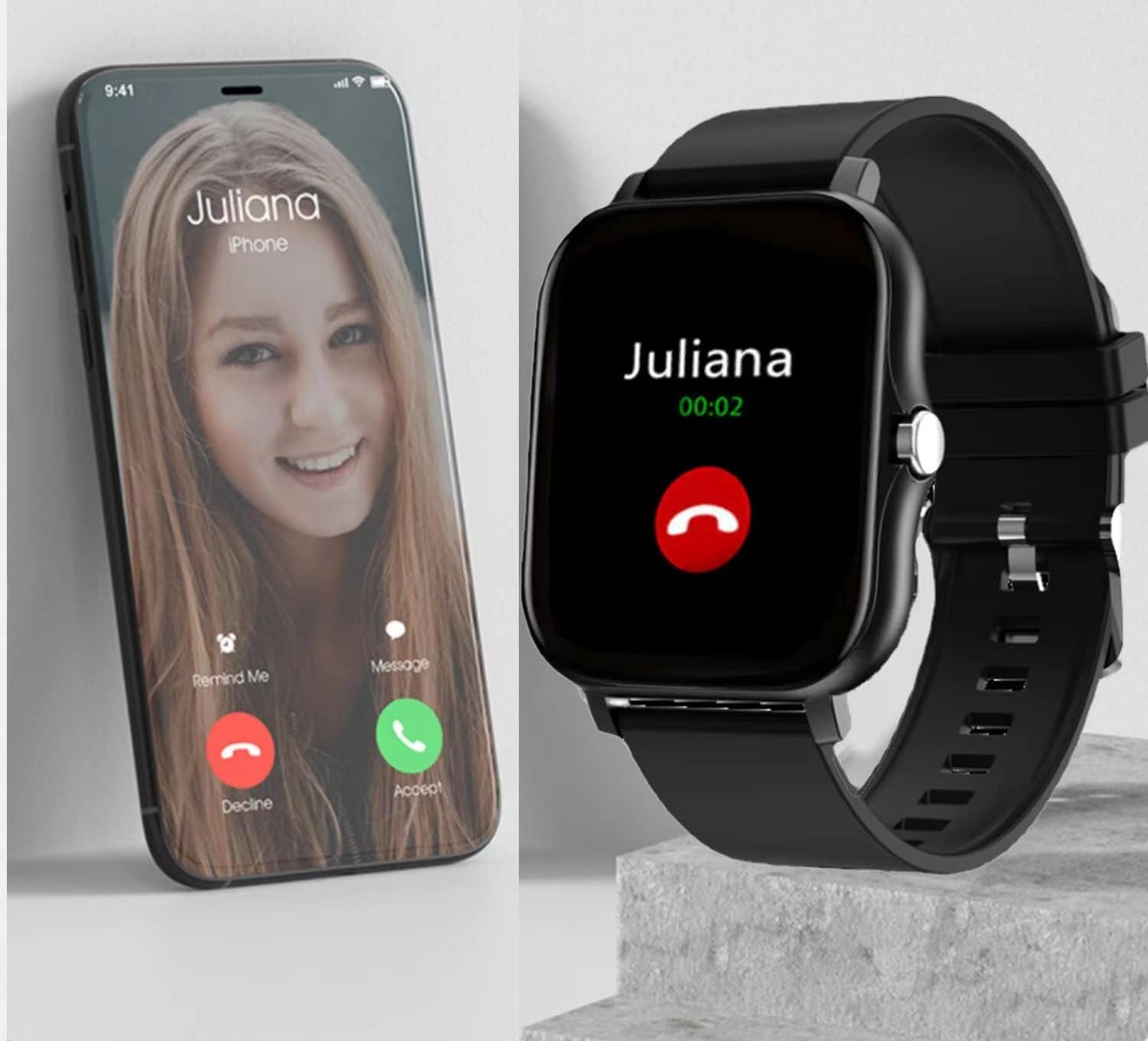 Smart Fitness Tracker Watch for Android/Ios - IP68 Waterproof, Heart Rate/Blood Oxygen/Sleep Monitoring, 8 Sports Modes, Breath Training, Weather Updates - 1.69-Inch Display for Men and Women